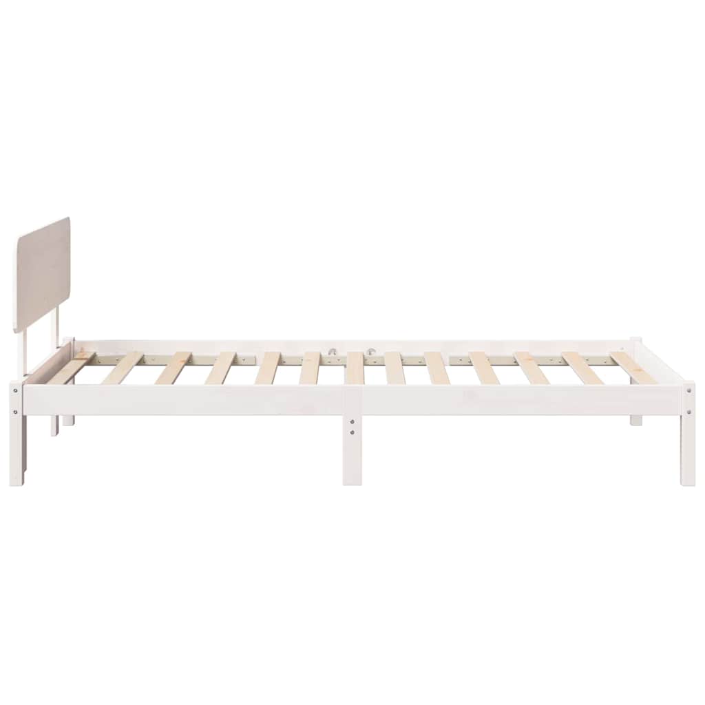 vidaXL Ramka łóżka Z zagłówkiem Biały 100 x 200 cm Lite drewno sosnowe
