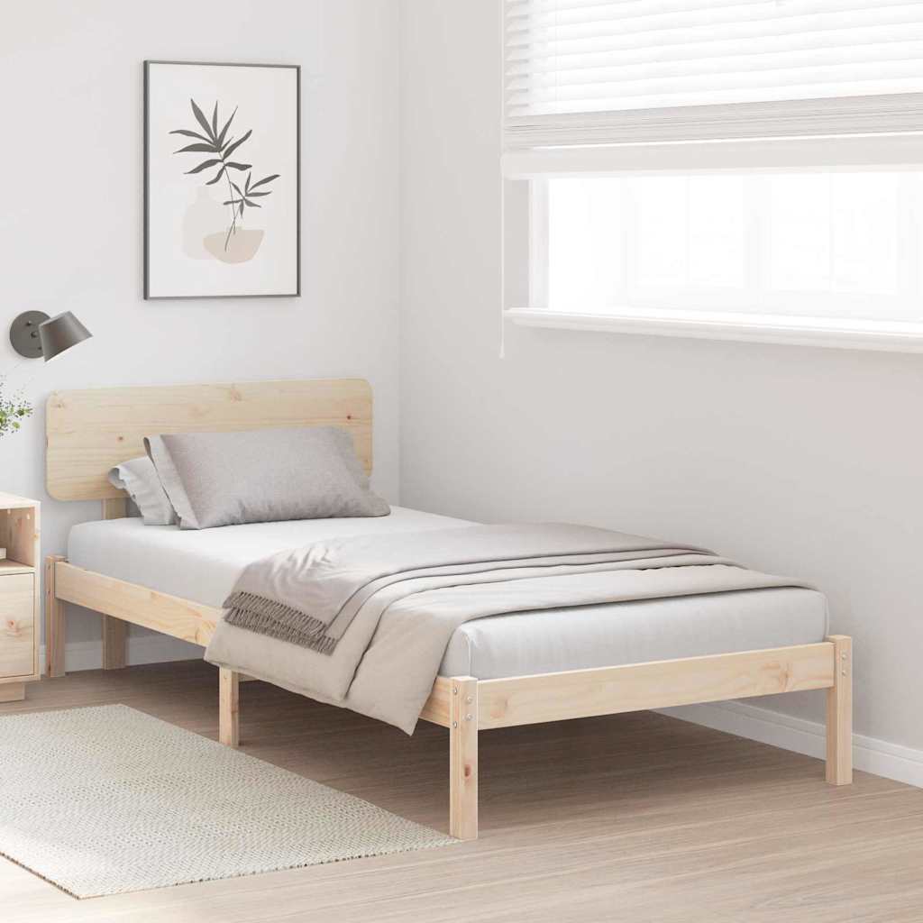 vidaXL Ramka łóżka Naturalny 90 x 200 cm Lite drewno sosnowe