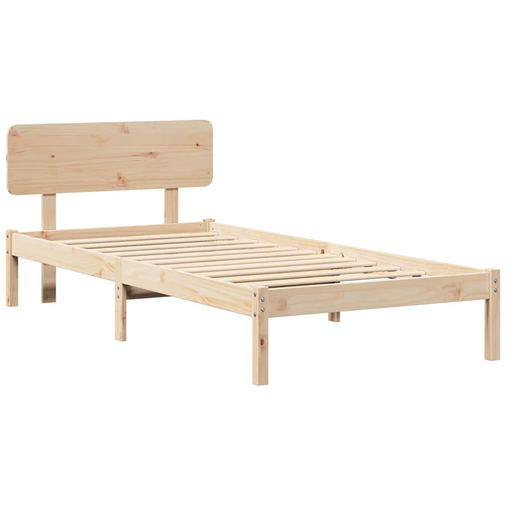 vidaXL Ramka łóżka Naturalny 90 x 200 cm Lite drewno sosnowe