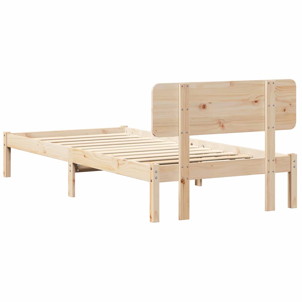 vidaXL Ramka łóżka Naturalny 90 x 200 cm Lite drewno sosnowe