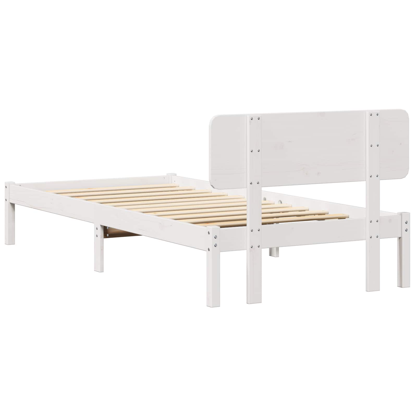 vidaXL Ramka łóżka Z zagłówkiem Biały 90 x 200 cm Lite drewno sosnowe