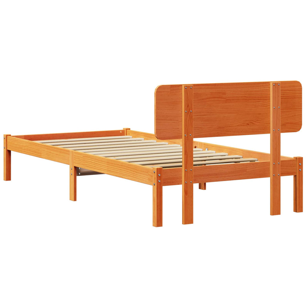 vidaXL Ramka łóżka Woskowy Brąz 90 x 200 cm Lite drewno sosnowe