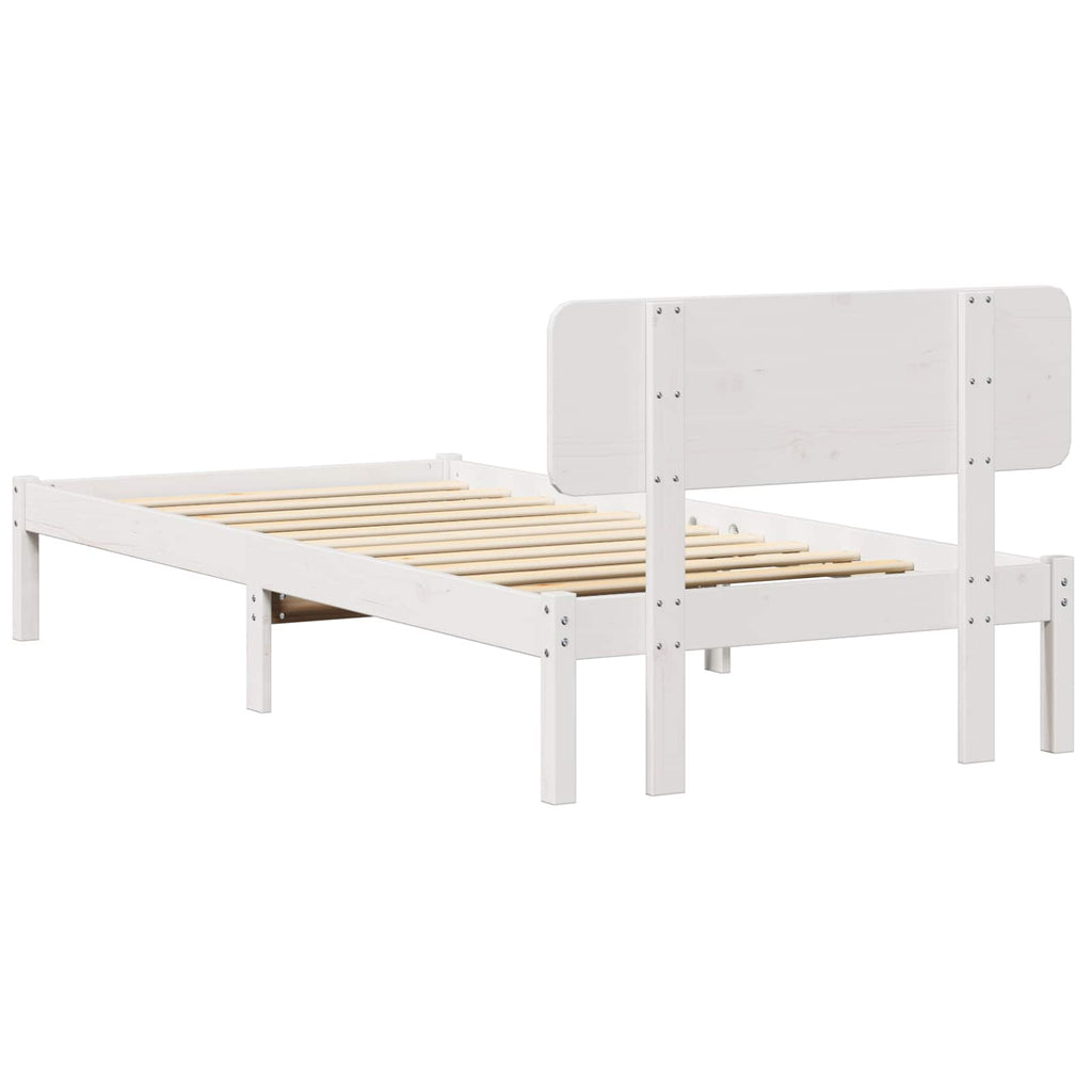 vidaXL Ramka łóżka Z zagłówkiem Biały 80 x 200 cm Lite drewno sosnowe