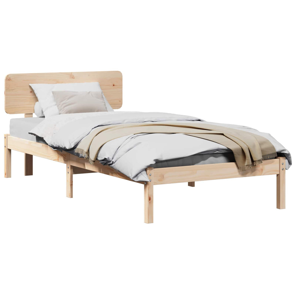 vidaXL Ramka łóżka Naturalny 90 x 190 cm Lite drewno sosnowe