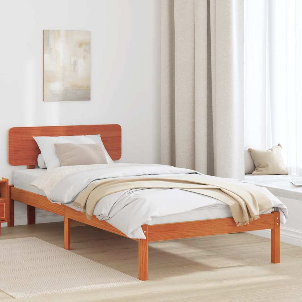 vidaXL Ramka łóżka Woskowy Brąz 90 x 190 cm Lite drewno sosnowe