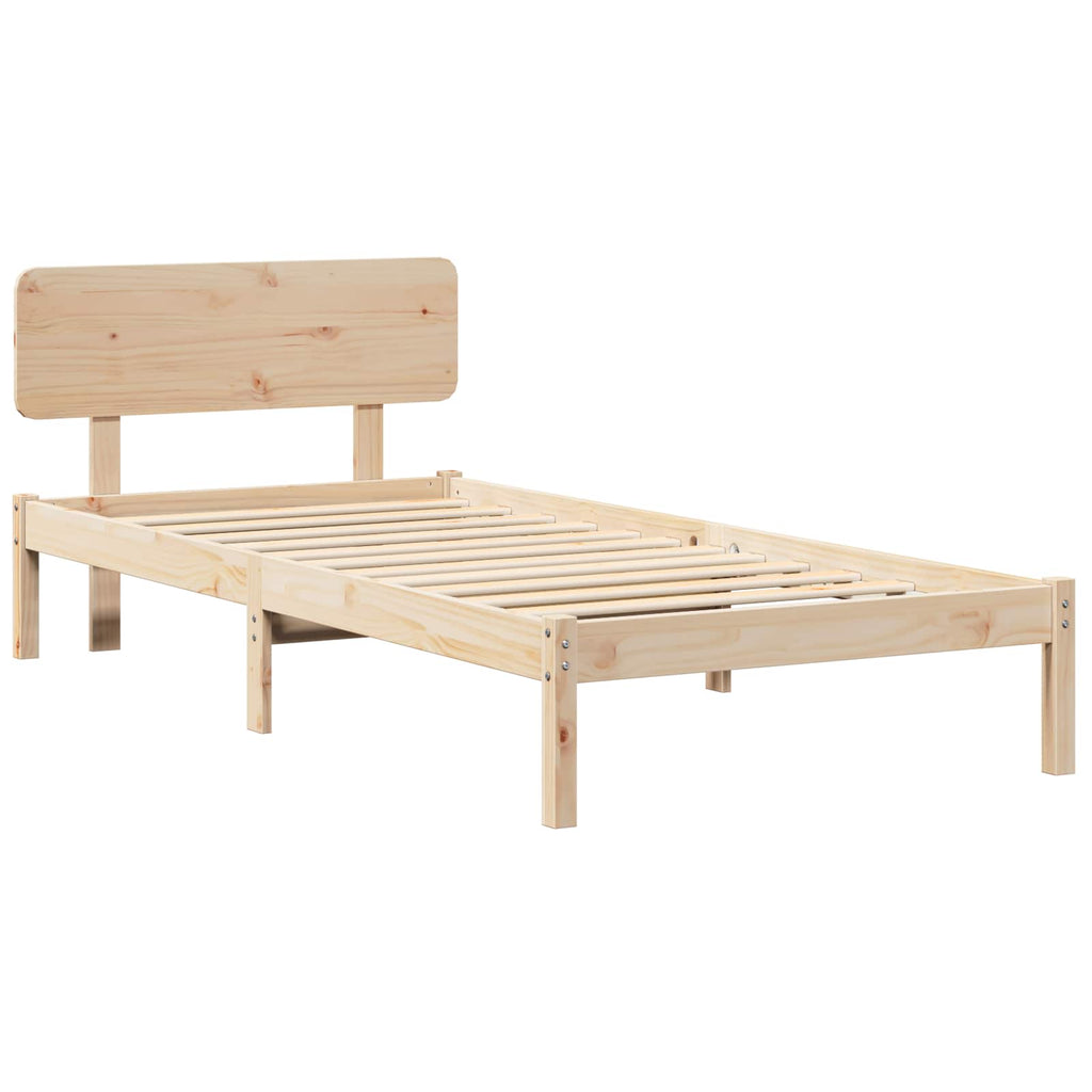 vidaXL Ramka łóżka Naturalny 75 x 190 cm Lite drewno sosnowe