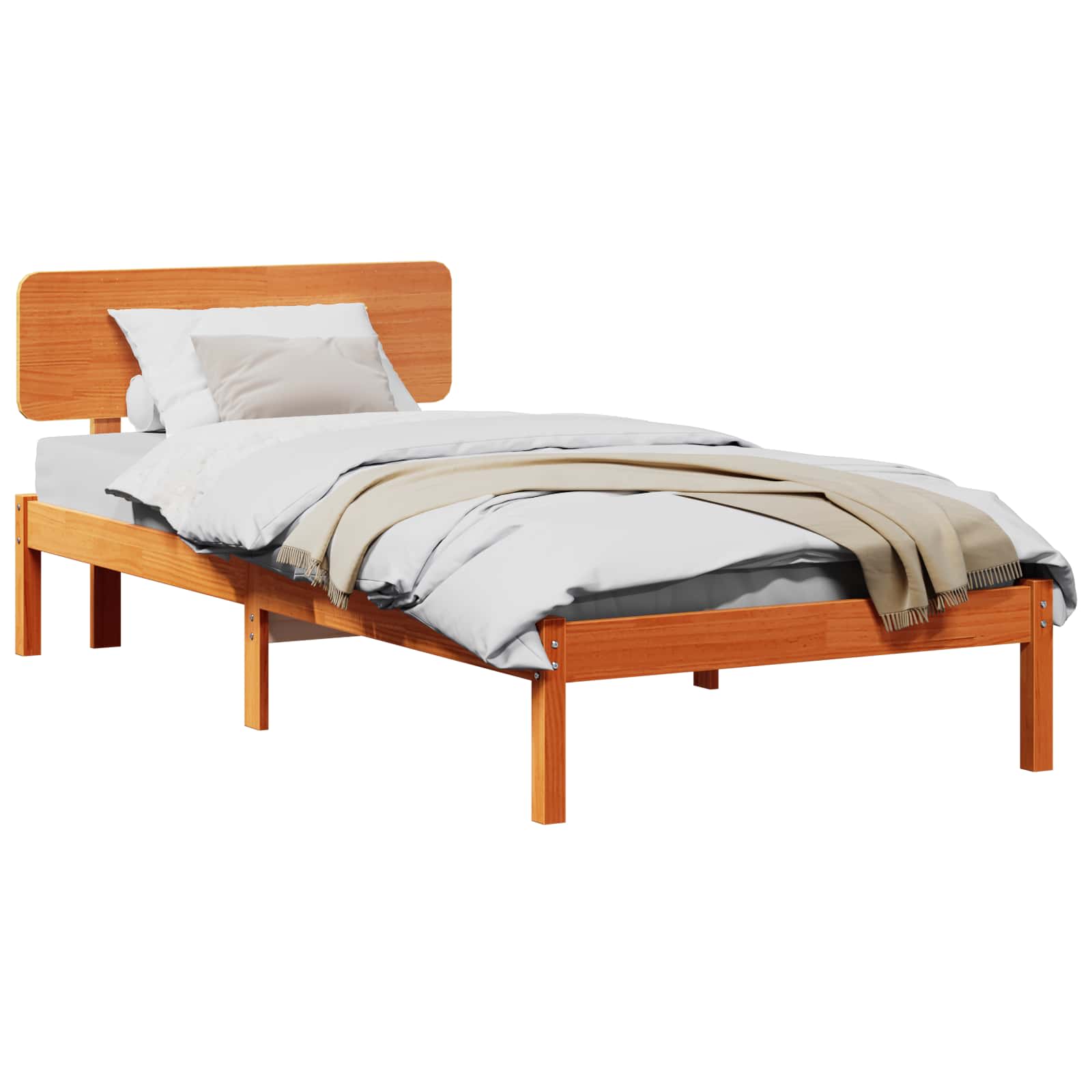 vidaXL Ramka łóżka Woskowy Brąz 75 x 190 cm Lite drewno sosnowe