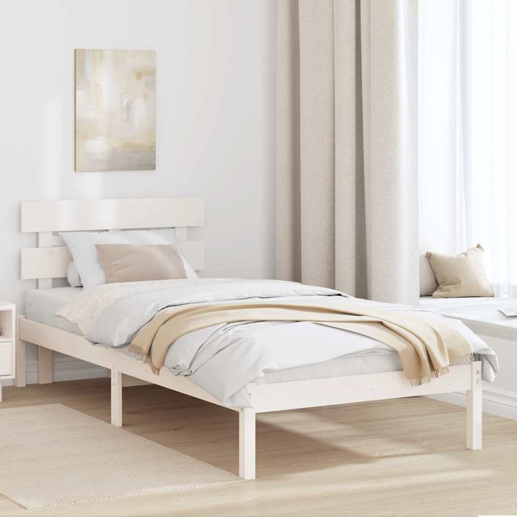vidaXL Ramka łóżka Z zagłówkiem Biały 80 x 200 cm Lite drewno sosnowe