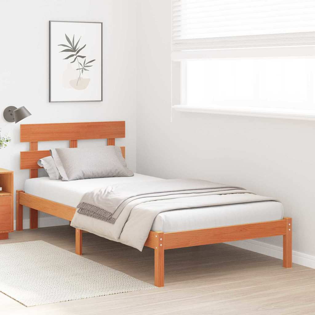 vidaXL Ramka łóżka Brązowy 80 x 200 cm Lite drewno sosnowe