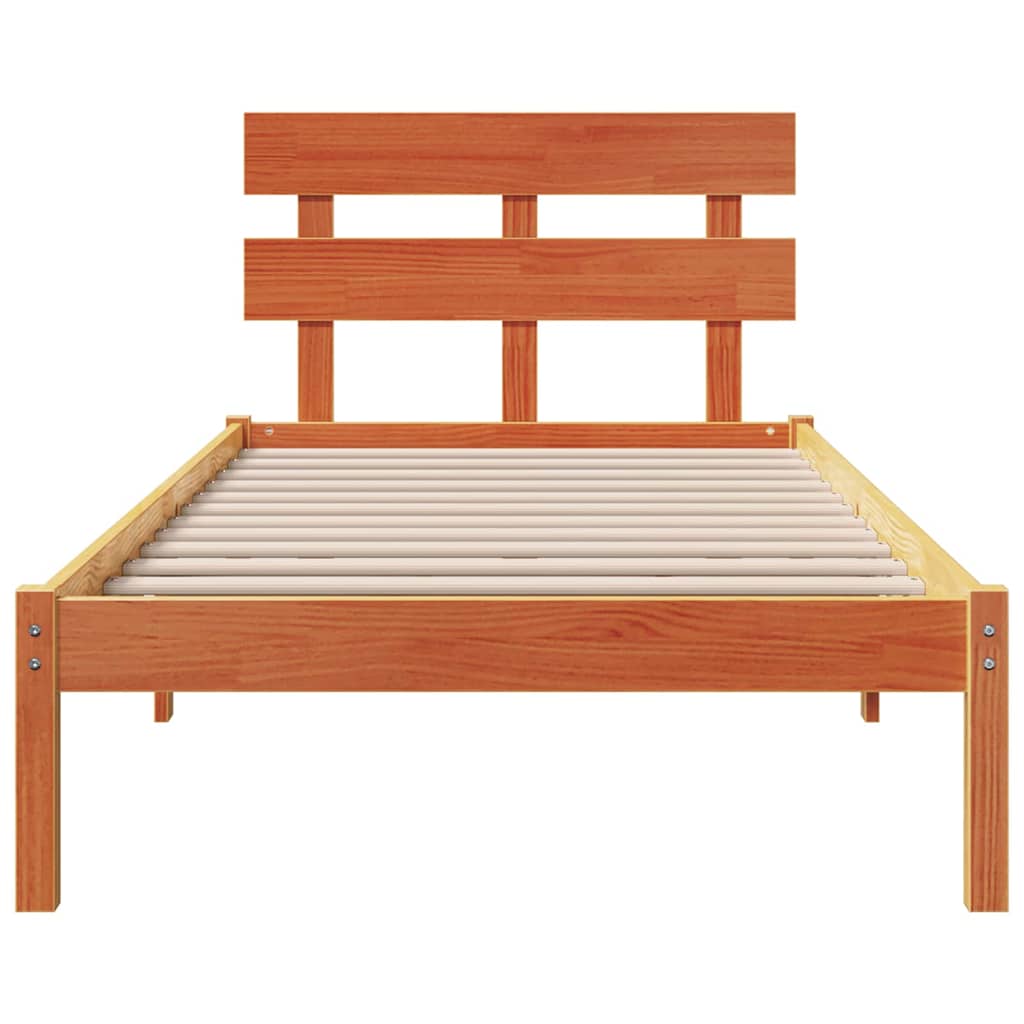 vidaXL Ramka łóżka Brązowy 80 x 200 cm Lite drewno sosnowe