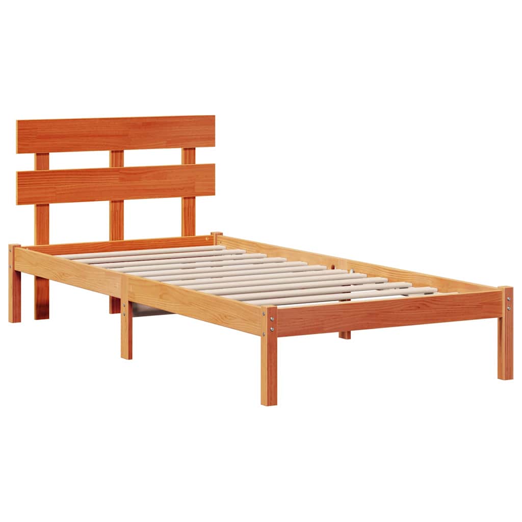 vidaXL Ramka łóżka Brązowy 90 x 200 cm Lite drewno sosnowe