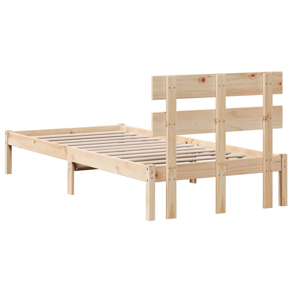 vidaXL Ramka łóżka Brązowy 90 x 190 cm Lite drewno sosnowe