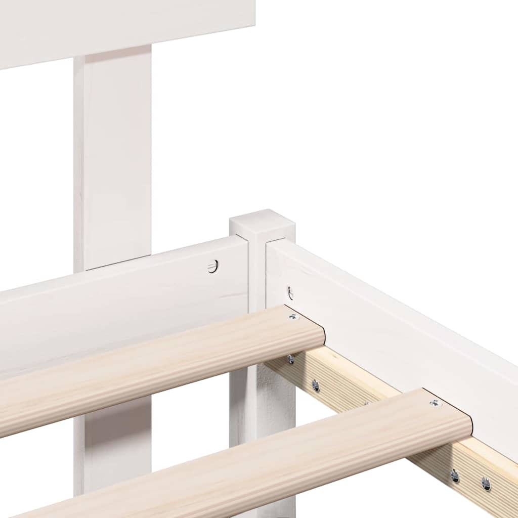 vidaXL Ramka łóżka Z zagłówkiem Biały 90 x 190 cm Lite drewno sosnowe