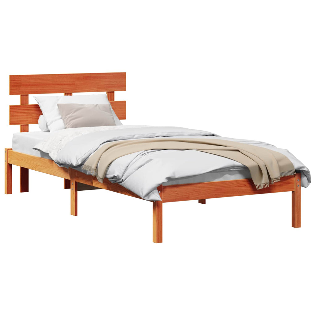 vidaXL Ramka łóżka Brązowy 90 x 190 cm Lite drewno sosnowe