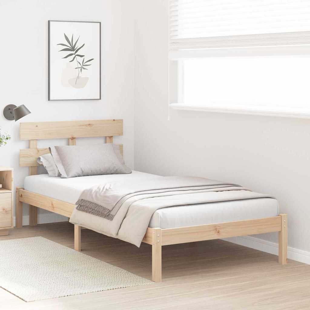 vidaXL Ramka łóżka Brązowy 75 x 190 cm Lite drewno sosnowe