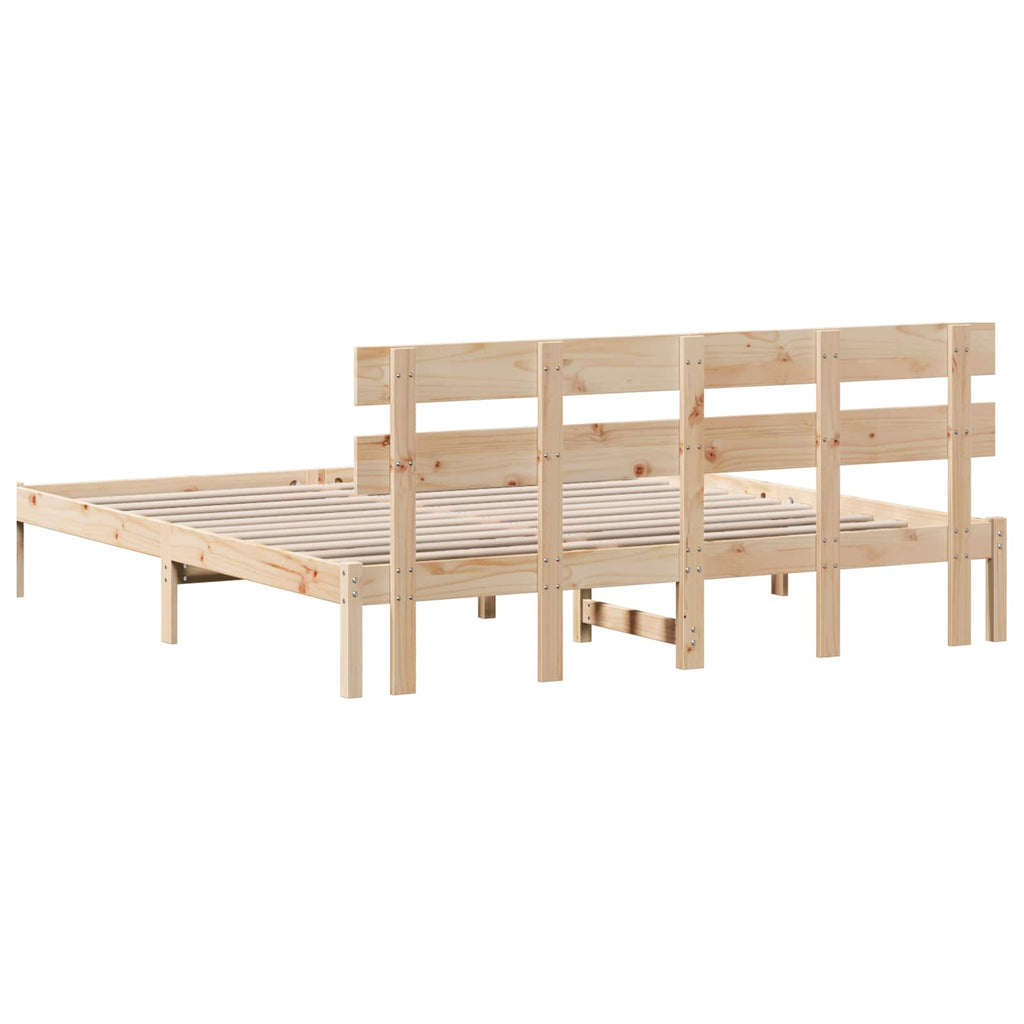 vidaXL Ramka łóżka Brązowy 200 x 200 cm Lite drewno sosnowe