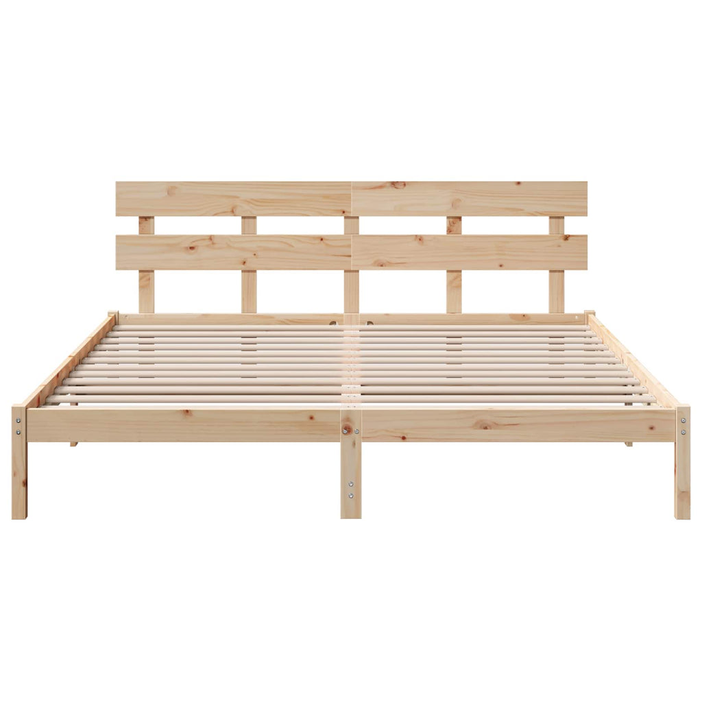 vidaXL Ramka łóżka Brązowy 200 x 200 cm Lite drewno sosnowe