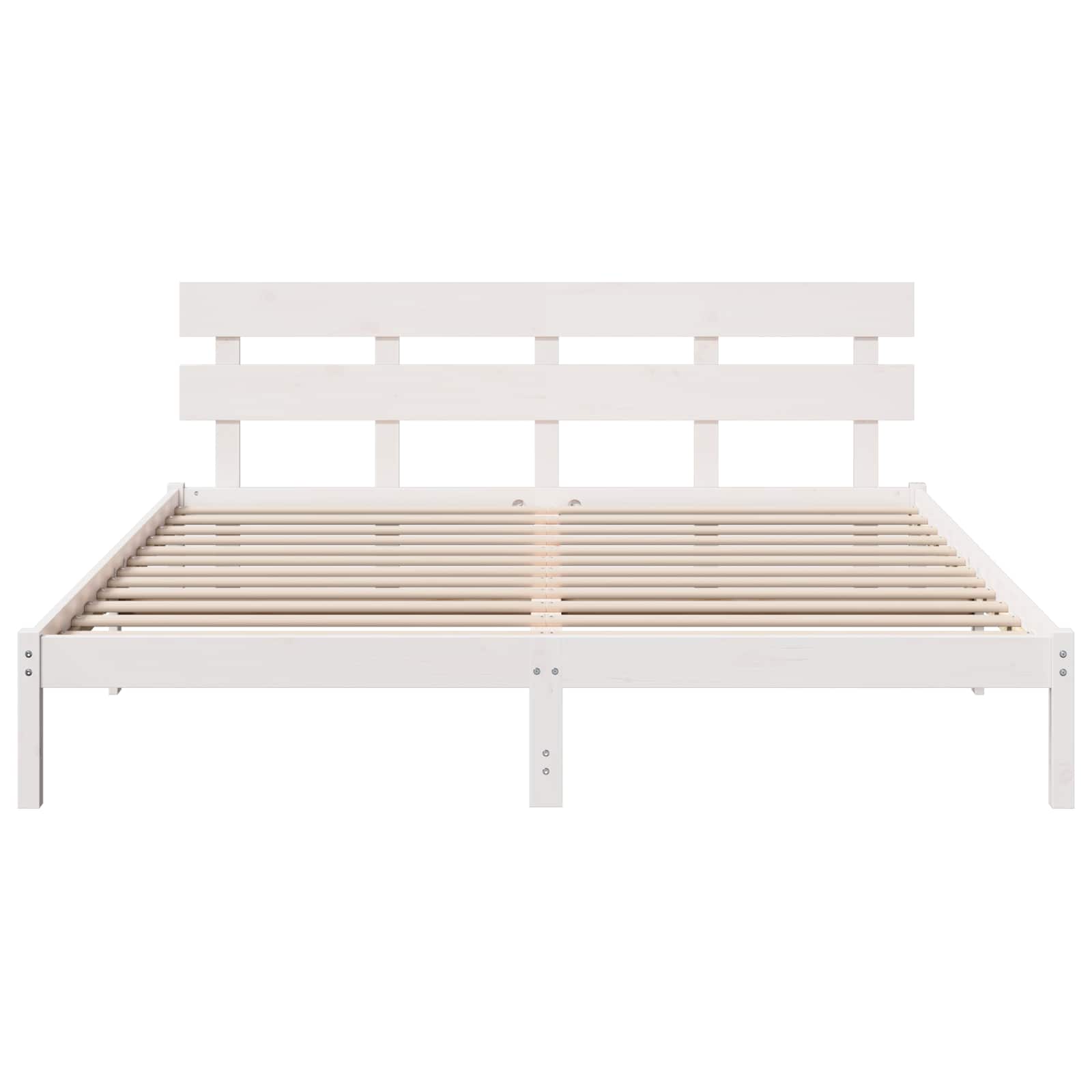 vidaXL Ramka łóżka Z zagłówkiem Biały 200 x 200 cm Lite drewno sosnowe
