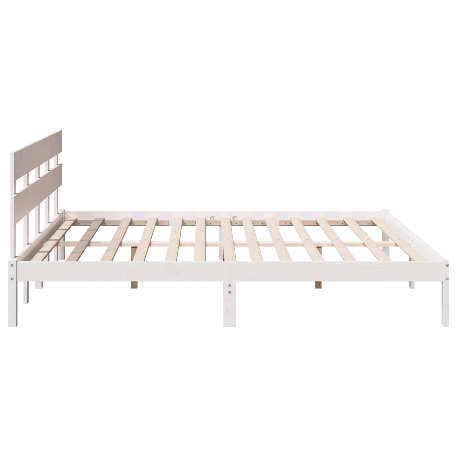 vidaXL Ramka łóżka Z zagłówkiem Biały 200 x 200 cm Lite drewno sosnowe