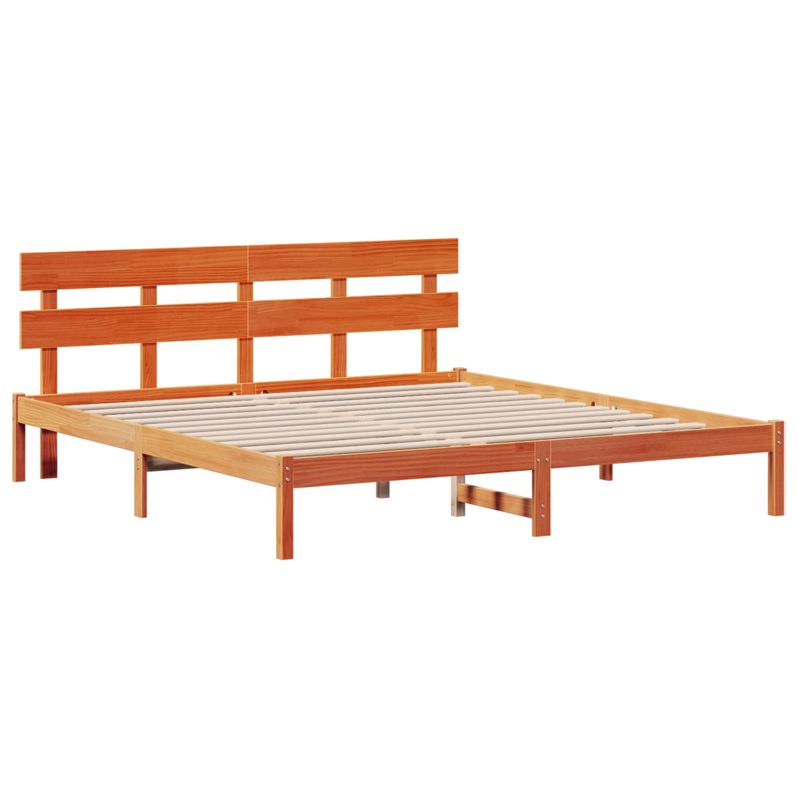 vidaXL Ramka łóżka Brązowy 200 x 200 cm Lite drewno sosnowe