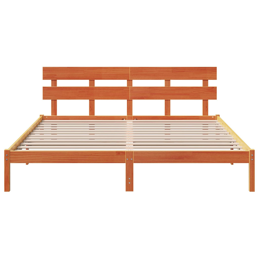vidaXL Ramka łóżka Brązowy 200 x 200 cm Lite drewno sosnowe