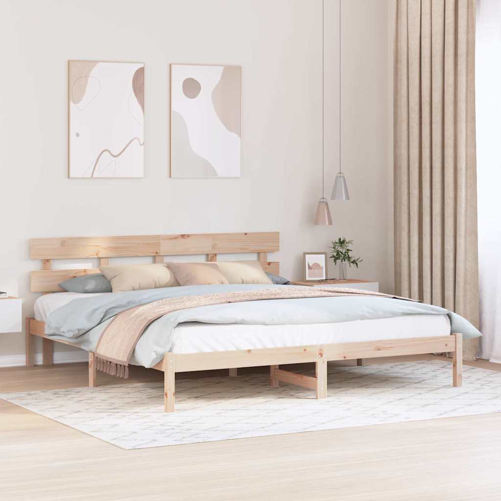 vidaXL Ramka łóżka Brązowy 180 x 200 cm Lite drewno sosnowe
