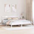 vidaXL Ramka łóżka Z zagłówkiem Biały 180 x 200 cm Lite drewno sosnowe