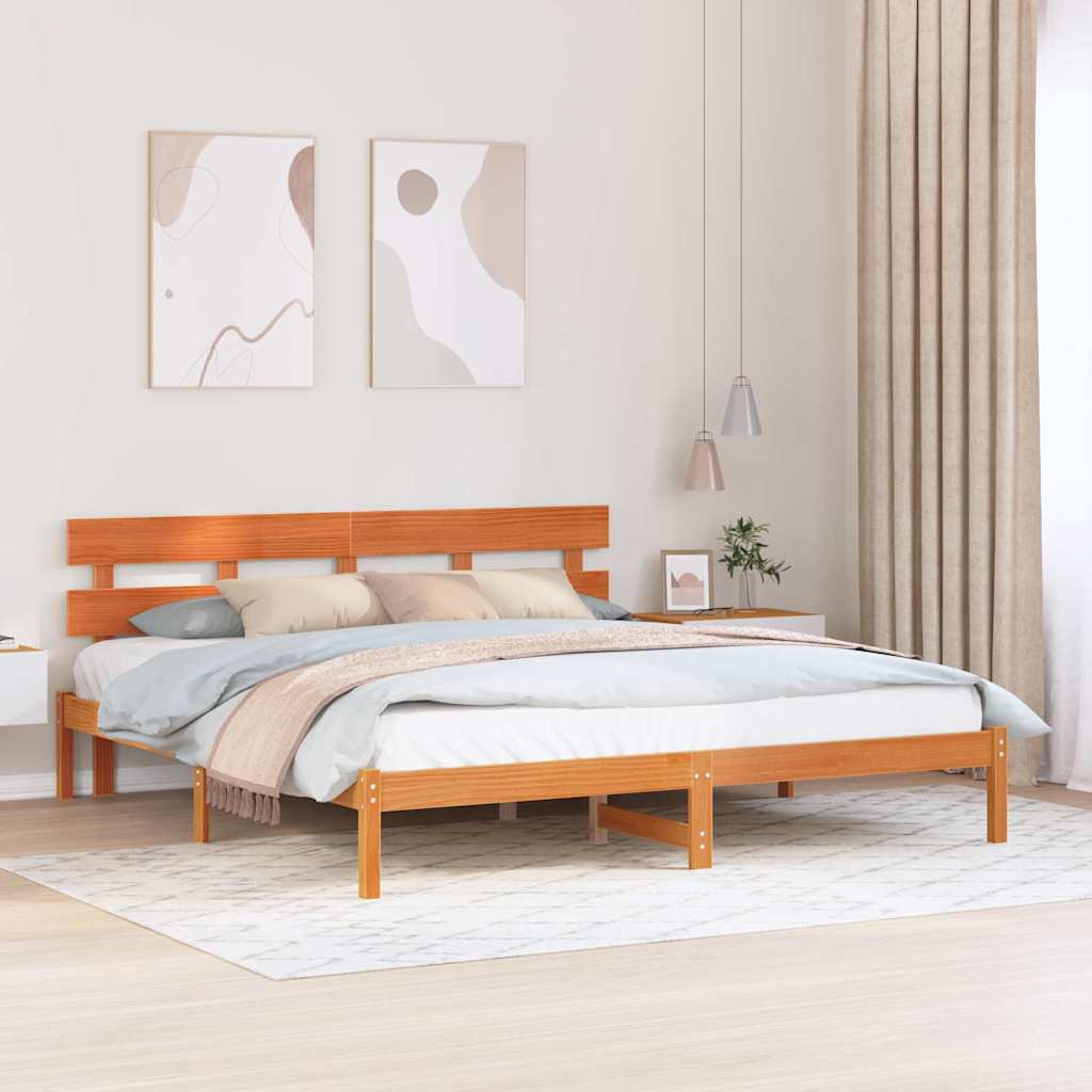 vidaXL Ramka łóżka Brązowy 180 x 200 cm Lite drewno sosnowe