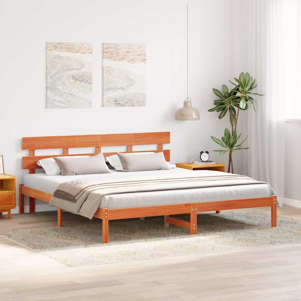vidaXL Ramka łóżka Brązowy 180 x 200 cm Lite drewno sosnowe