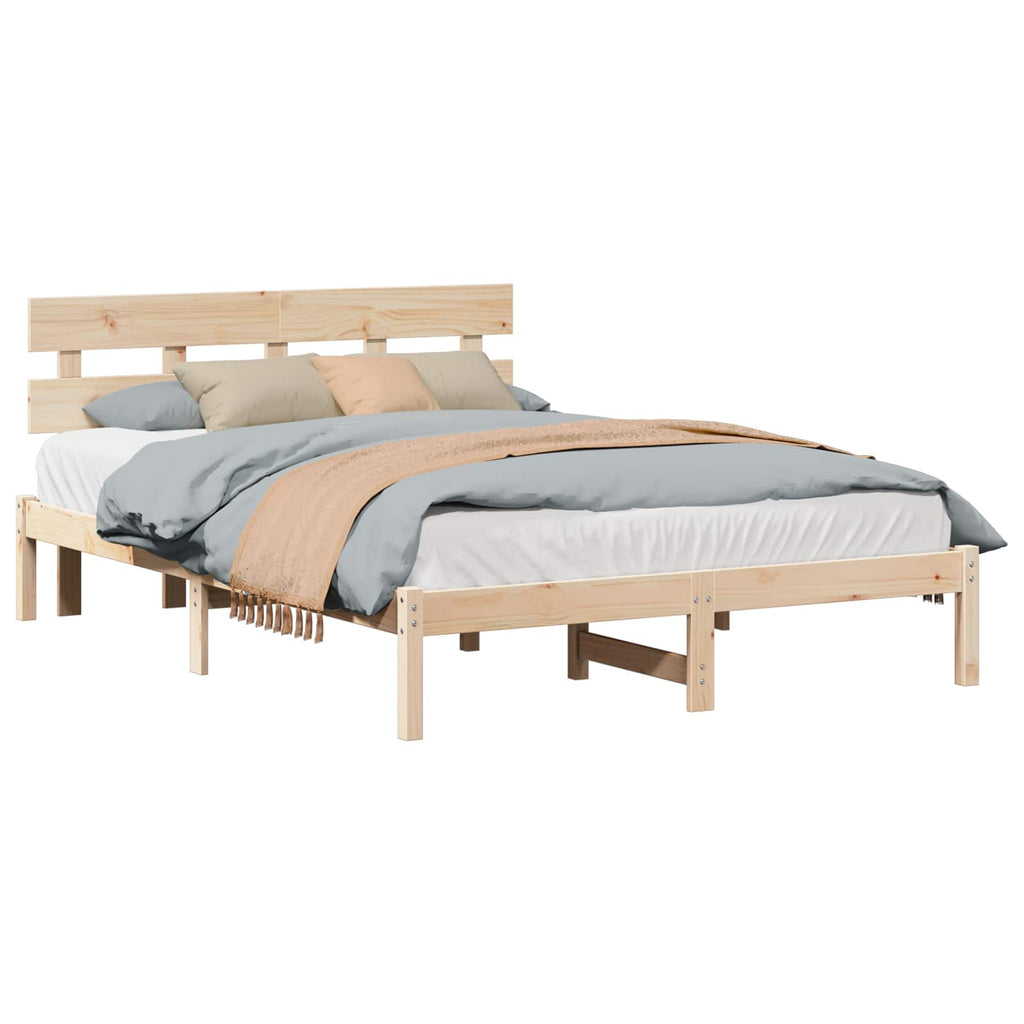 vidaXL Ramka łóżka Brązowy 160 x 200 cm Lite drewno sosnowe
