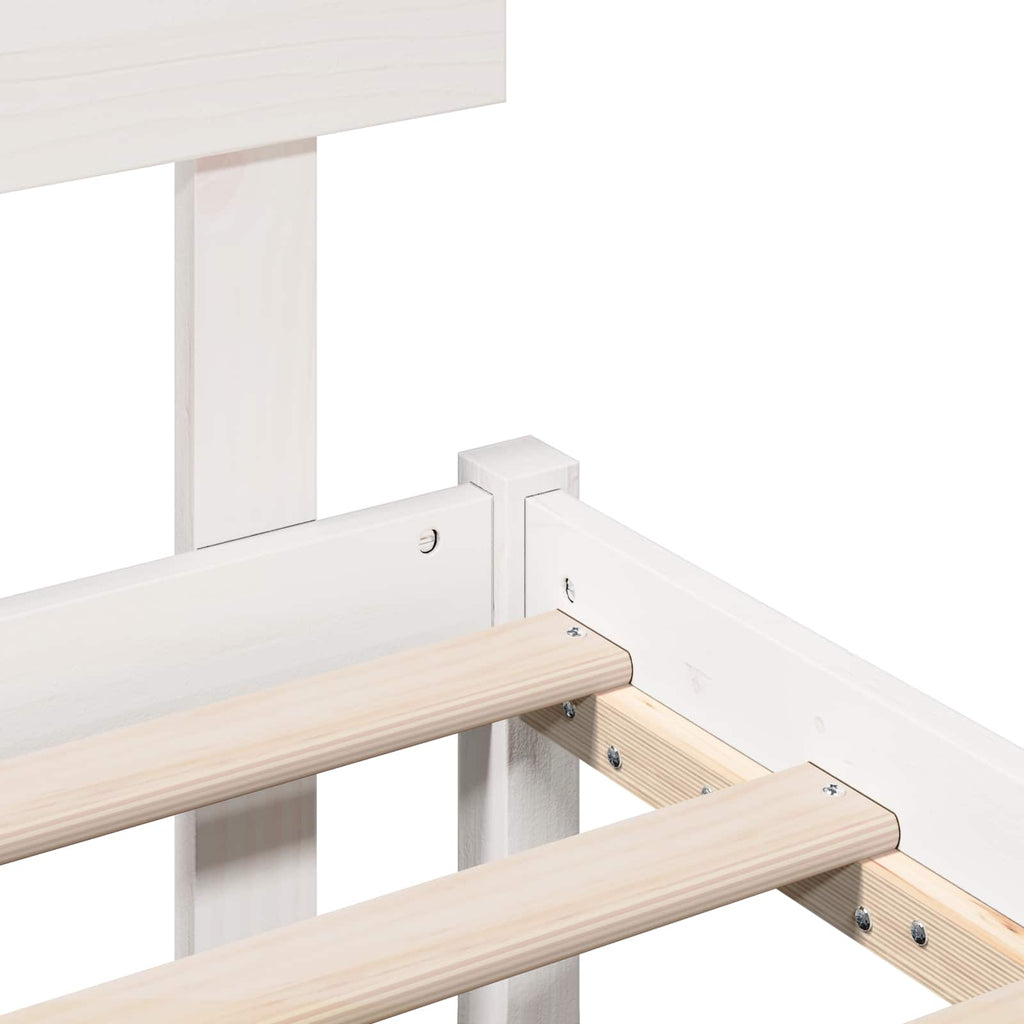 vidaXL Ramka łóżka Z zagłówkiem Biały 160 x 200 cm Lite drewno sosnowe