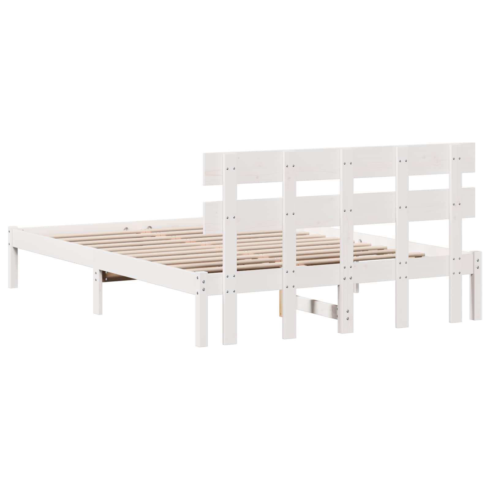 vidaXL Ramka łóżka Z zagłówkiem Biały 160 x 200 cm Lite drewno sosnowe