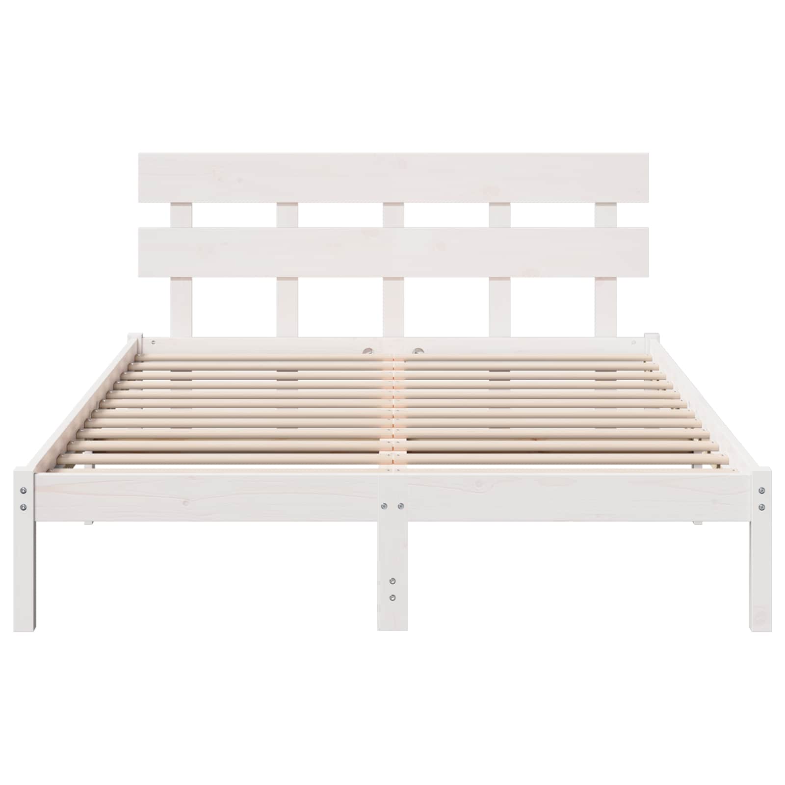 vidaXL Ramka łóżka Z zagłówkiem Biały 160 x 200 cm Lite drewno sosnowe