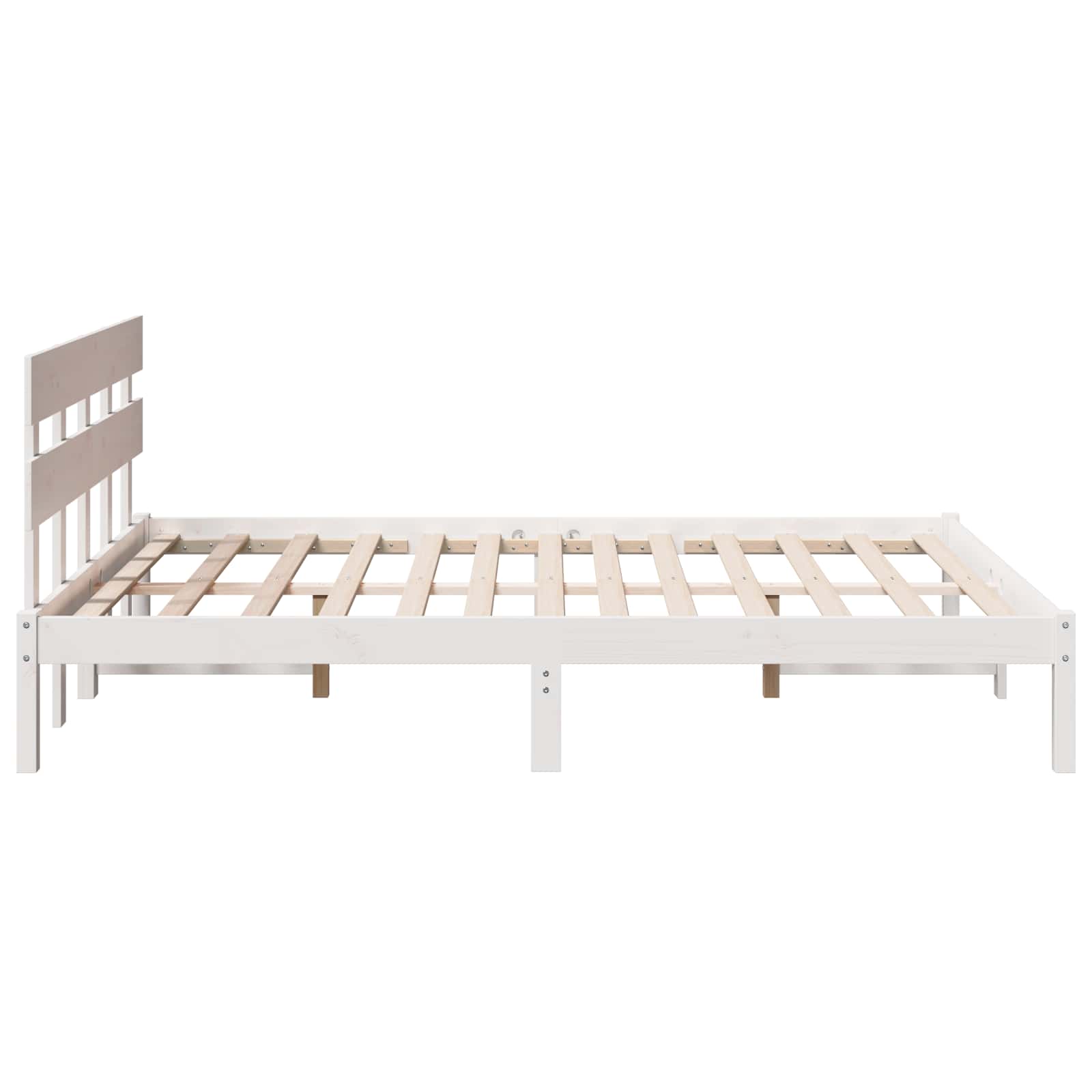 vidaXL Ramka łóżka Z zagłówkiem Biały 160 x 200 cm Lite drewno sosnowe