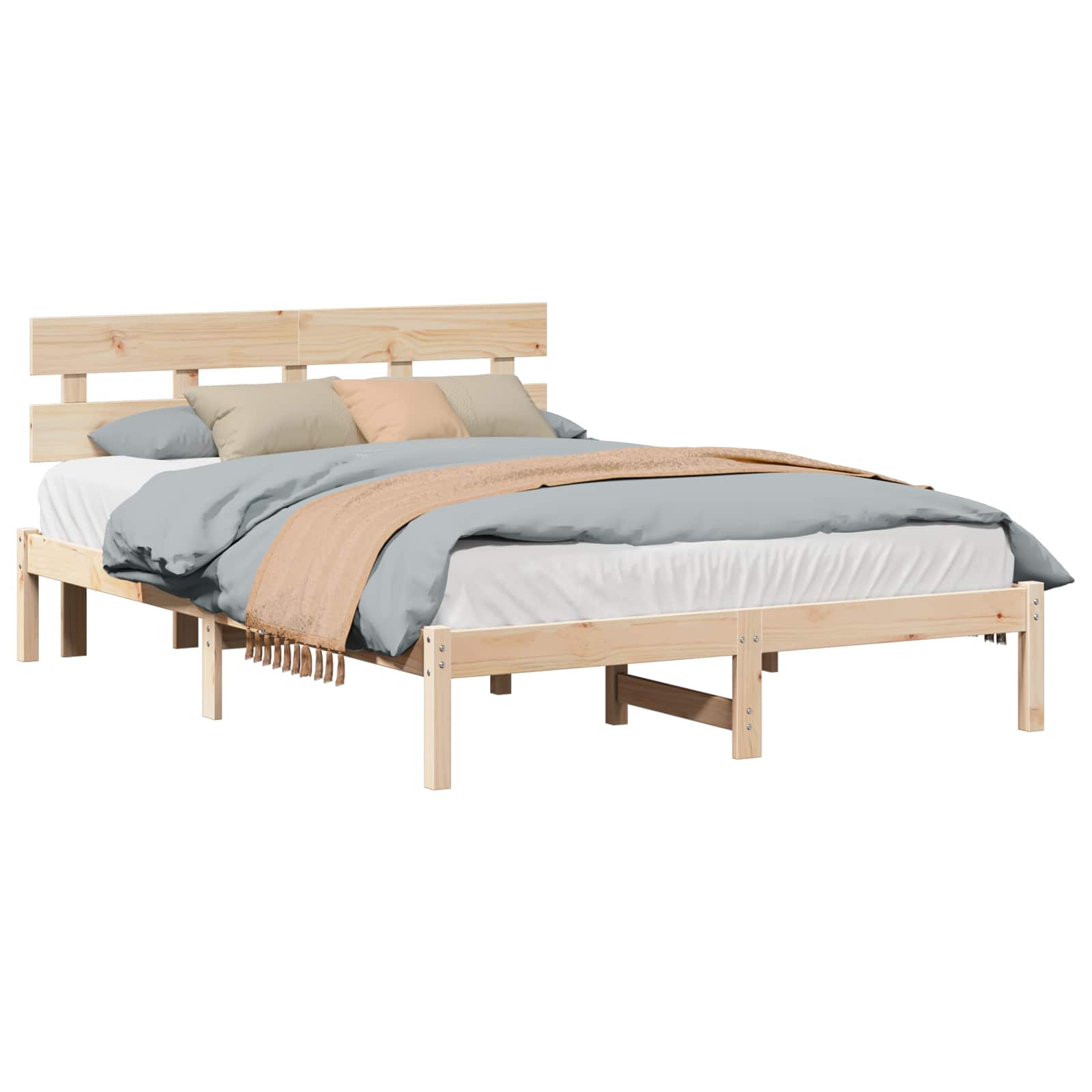vidaXL Ramka łóżka Brązowy 140 x 200 cm Lite drewno sosnowe