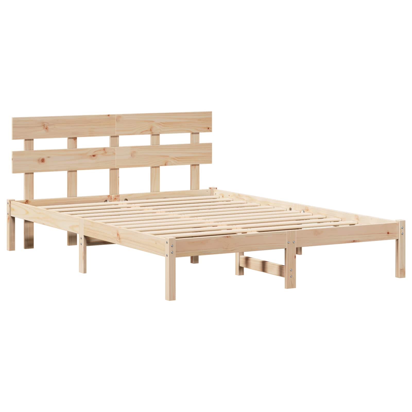 vidaXL Ramka łóżka Brązowy 140 x 200 cm Lite drewno sosnowe