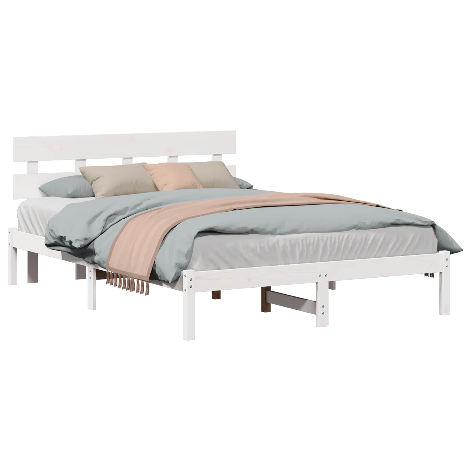 vidaXL Ramka łóżka Brązowy 140 x 200 cm Lite drewno sosnowe