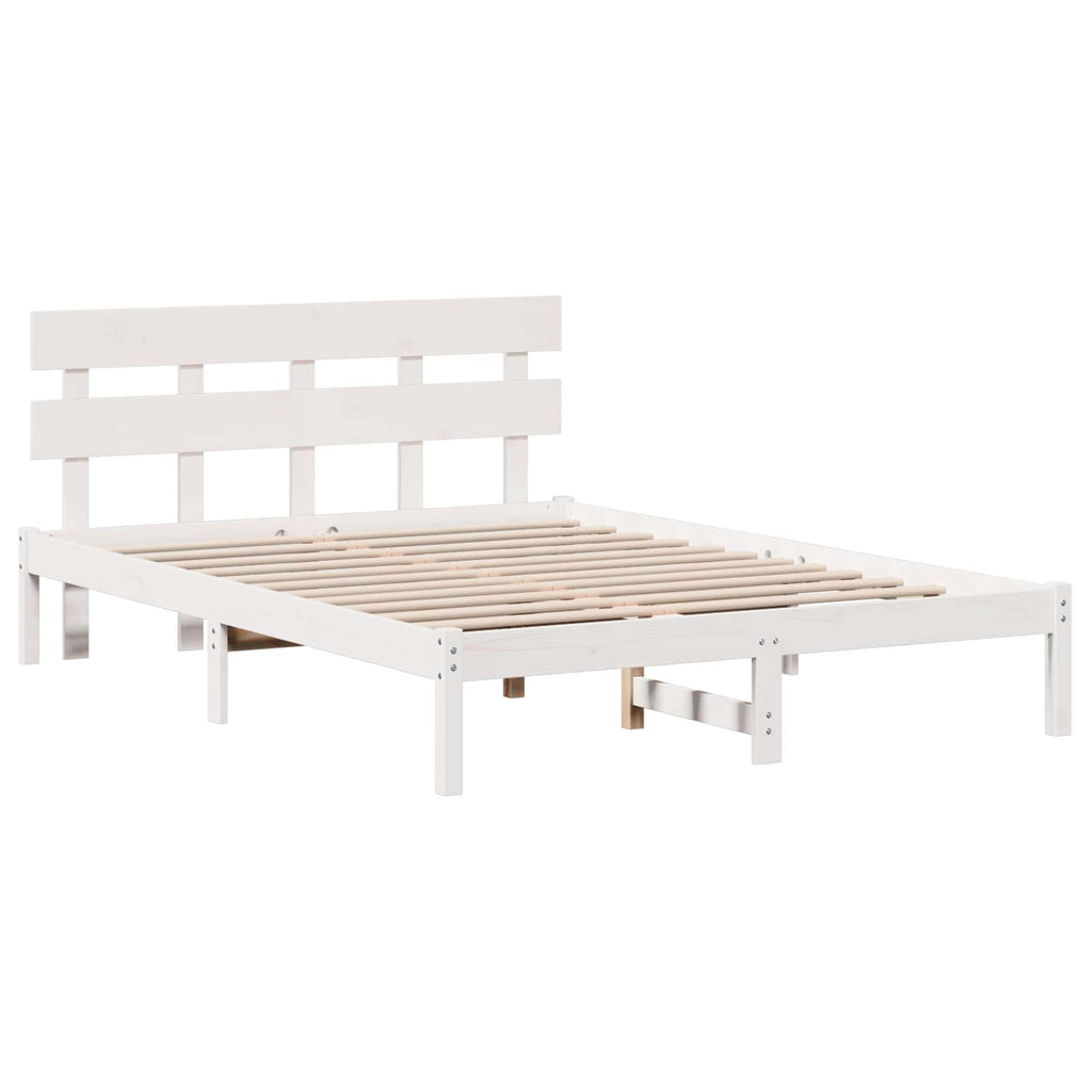 vidaXL Ramka łóżka Brązowy 140 x 200 cm Lite drewno sosnowe