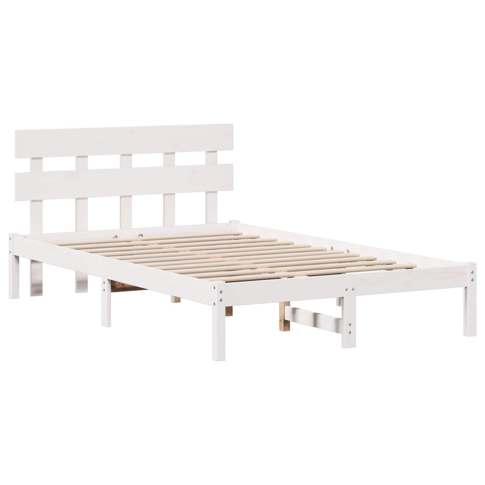 vidaXL Ramka łóżka Z zagłówkiem Biały 120 x 200 cm Lite drewno sosnowe