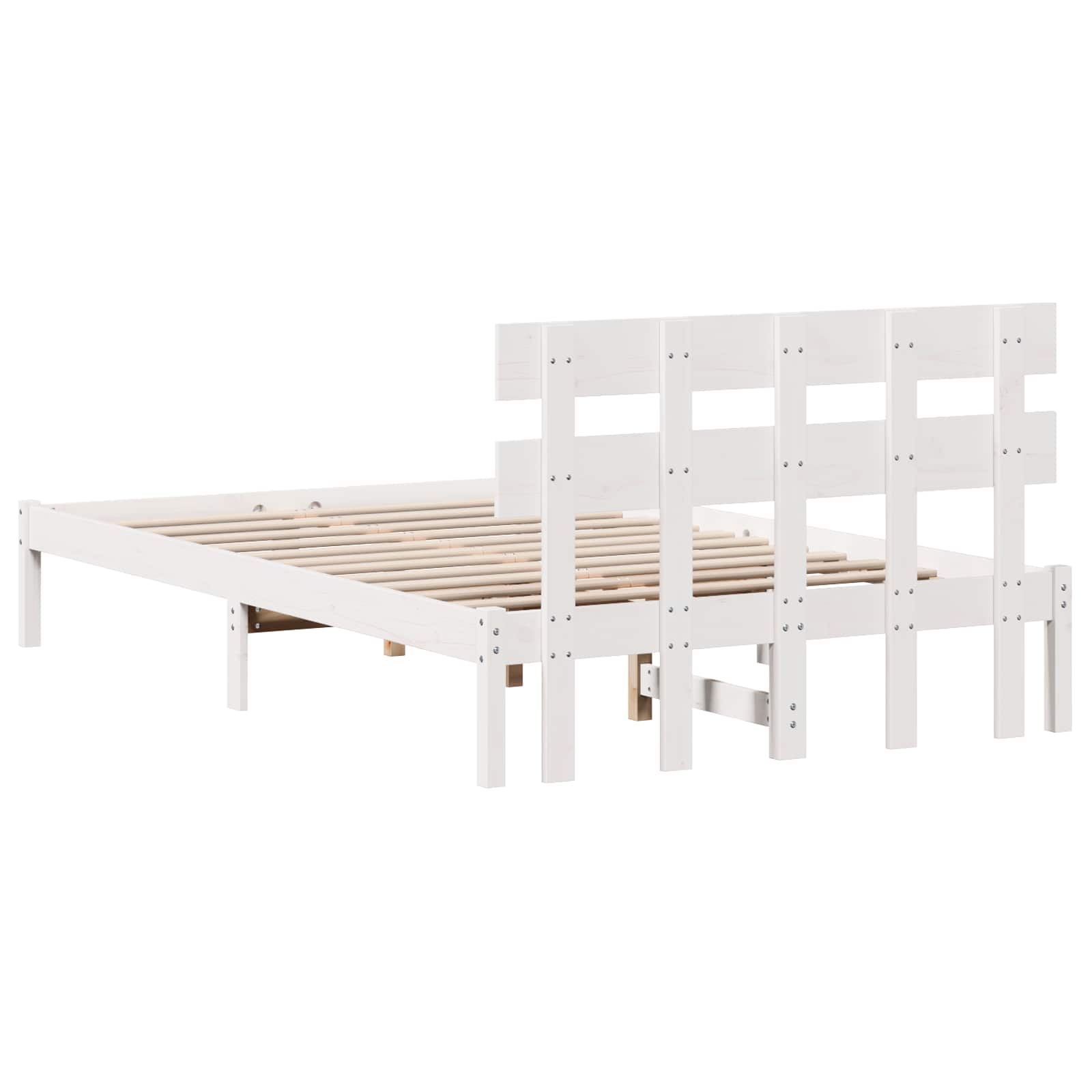 vidaXL Ramka łóżka Z zagłówkiem Biały 120 x 200 cm Lite drewno sosnowe