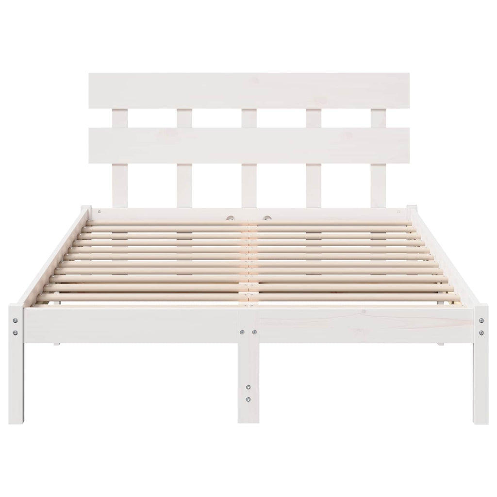 vidaXL Ramka łóżka Z zagłówkiem Biały 120 x 200 cm Lite drewno sosnowe