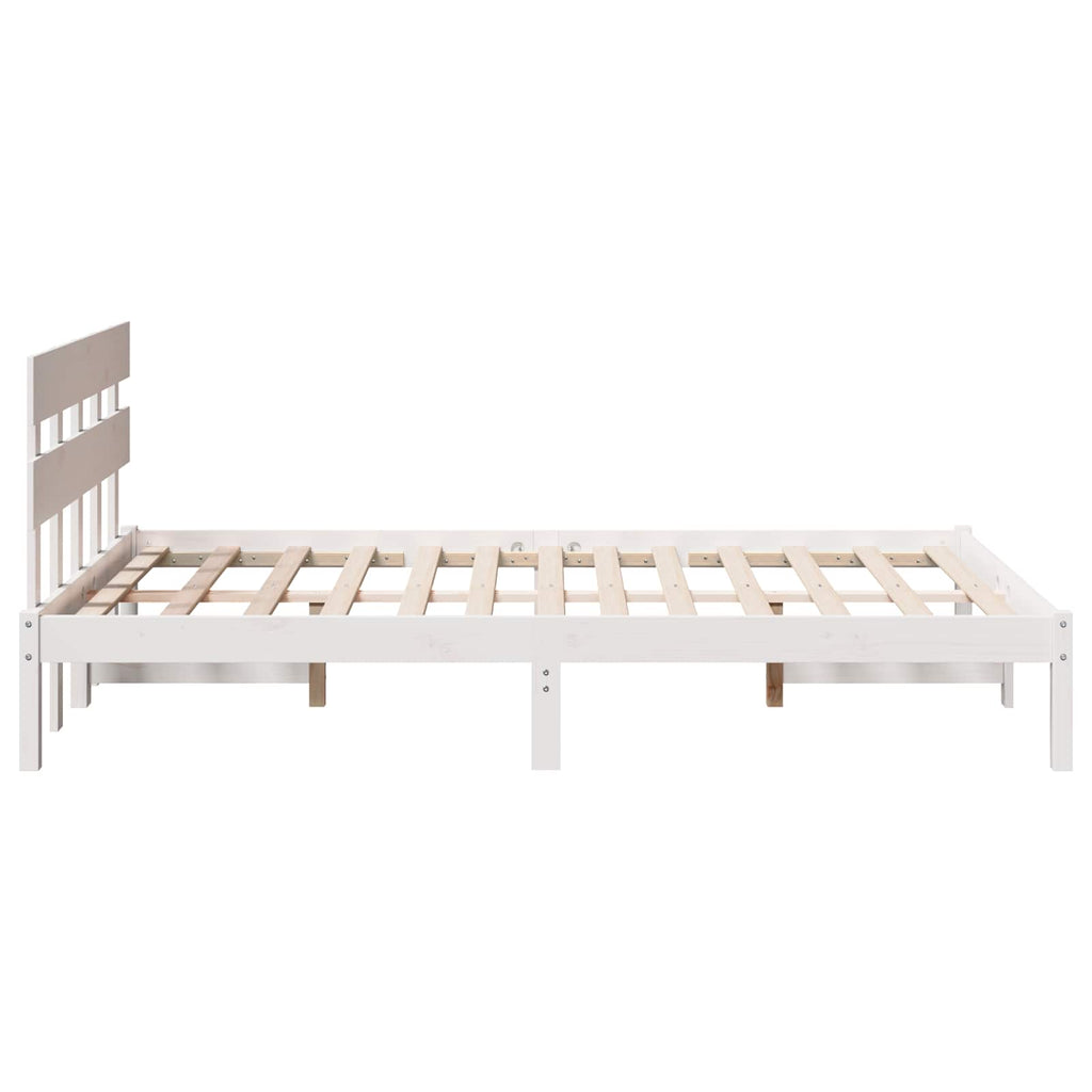 vidaXL Ramka łóżka Z zagłówkiem Biały 120 x 200 cm Lite drewno sosnowe