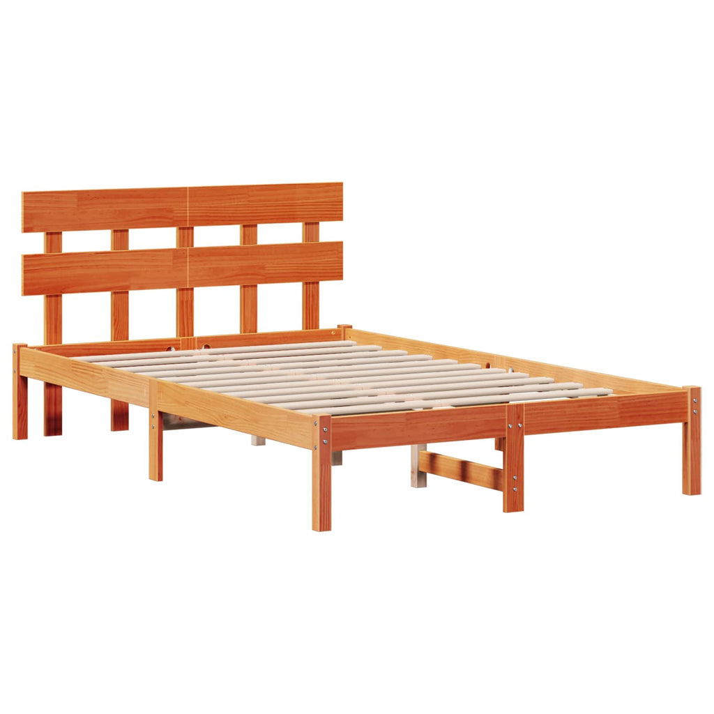 vidaXL Ramka łóżka Brązowy 120 x 200 cm Lite drewno sosnowe