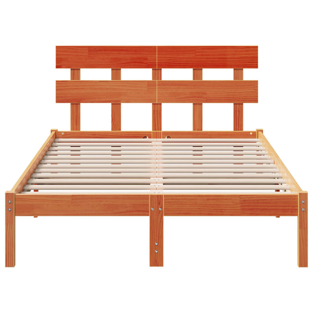 vidaXL Ramka łóżka Brązowy 120 x 200 cm Lite drewno sosnowe