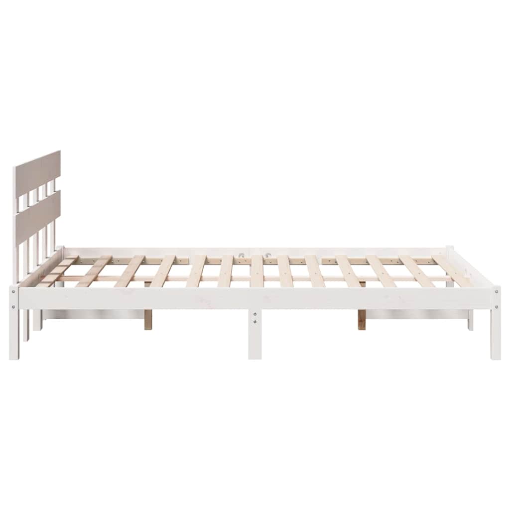 vidaXL Ramka łóżka Z zagłówkiem Biały 120 x 190 cm Lite drewno sosnowe