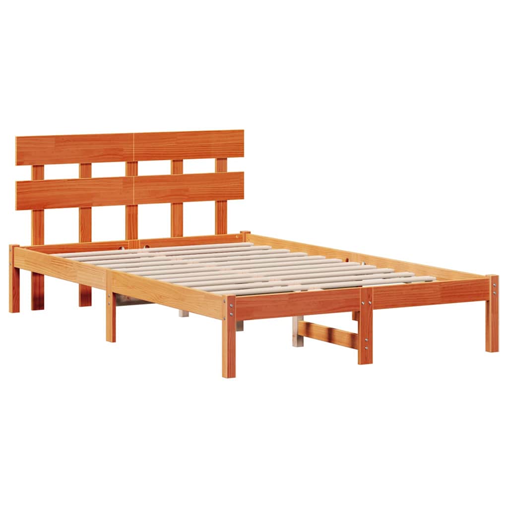 vidaXL Ramka łóżka Brązowy 120 x 190 cm Lite drewno sosnowe