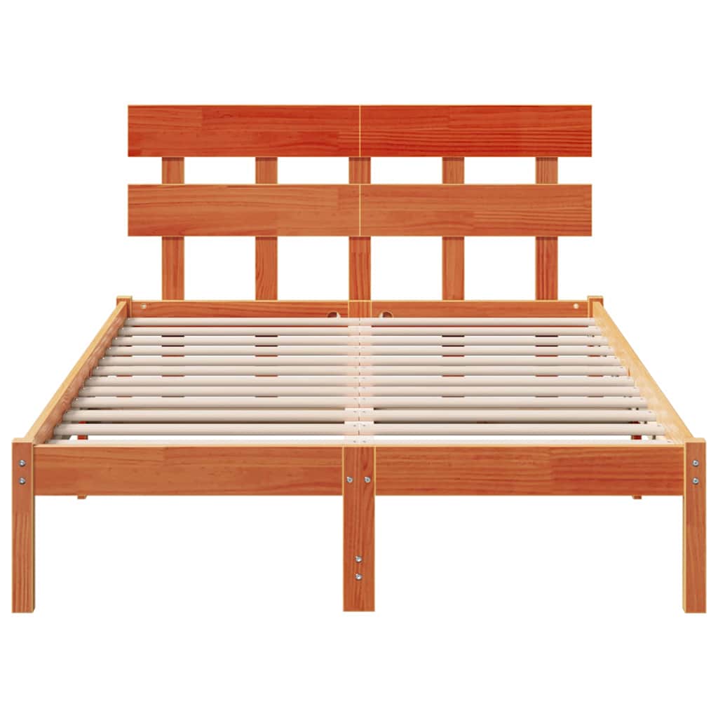 vidaXL Ramka łóżka Brązowy 120 x 190 cm Lite drewno sosnowe