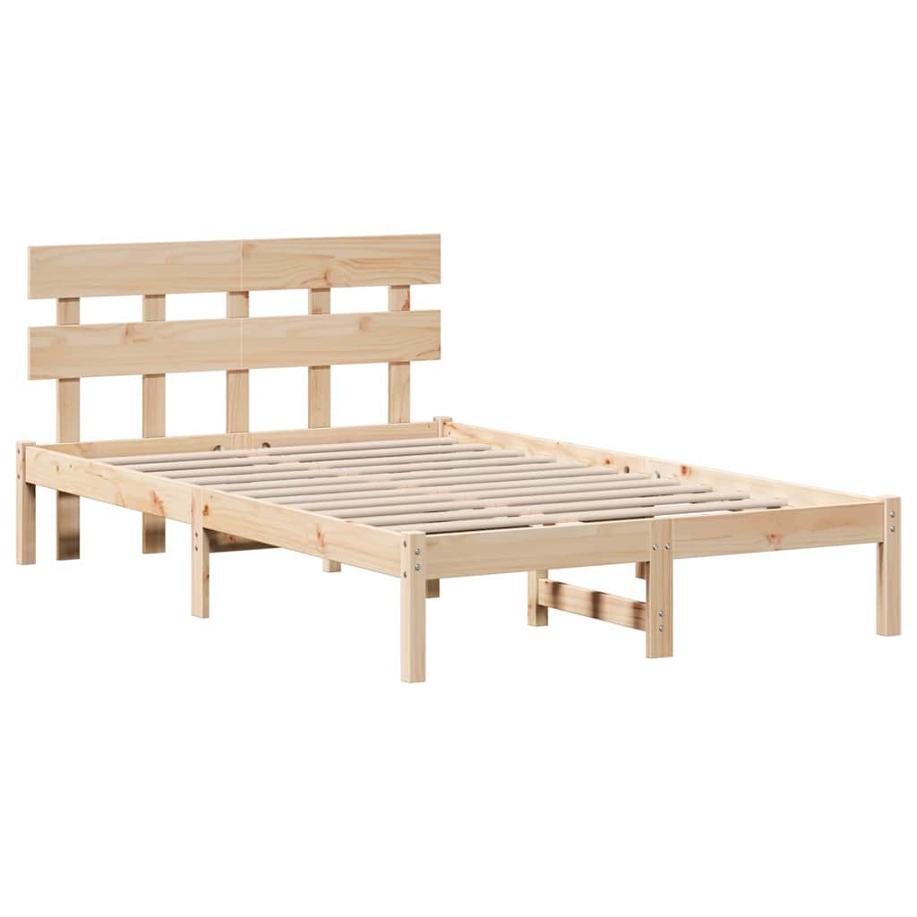 vidaXL Ramka łóżka Brązowy 140 x 190 cm Lite drewno sosnowe