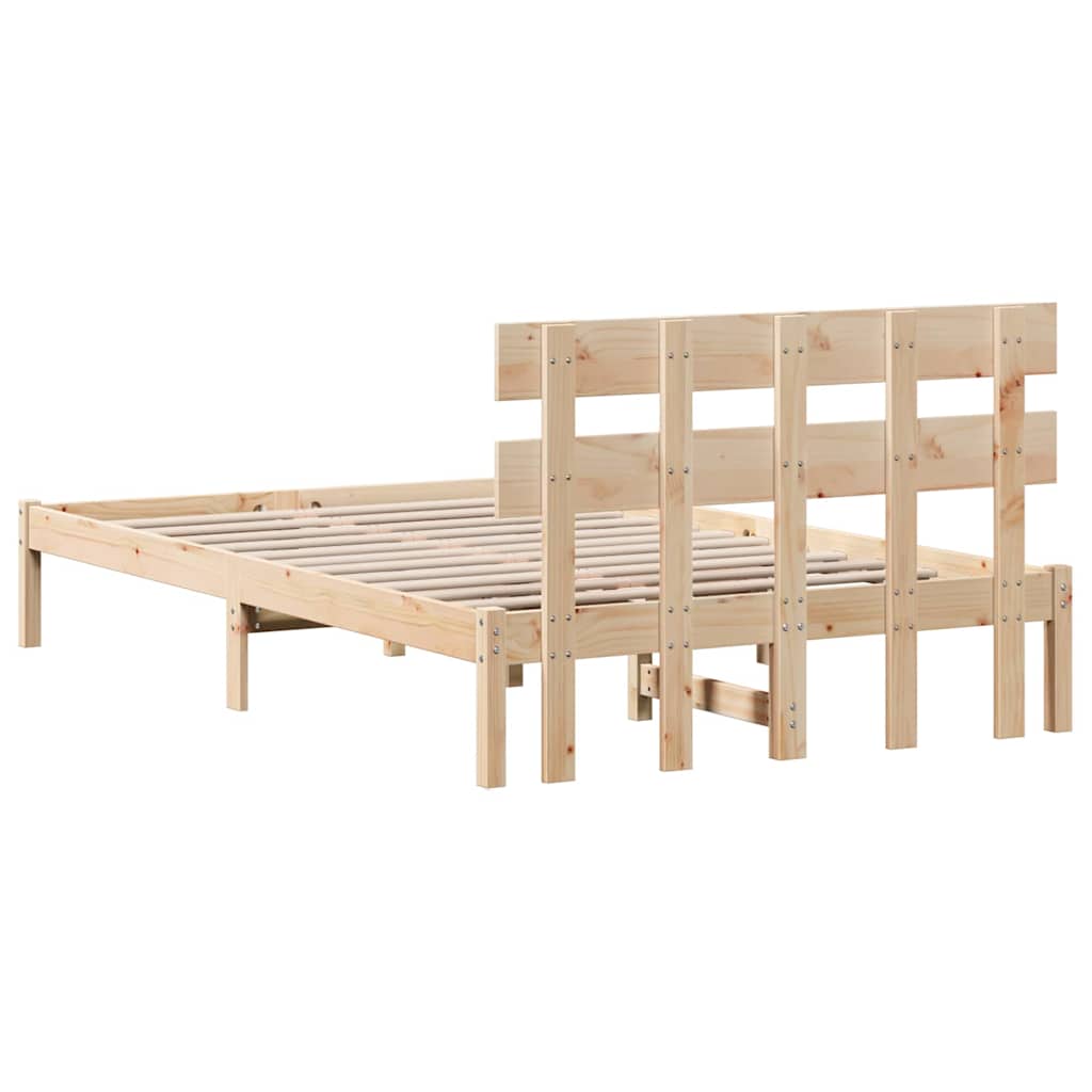vidaXL Ramka łóżka Brązowy 140 x 190 cm Lite drewno sosnowe
