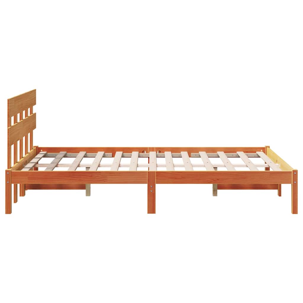 vidaXL Ramka łóżka Brązowy 140 x 190 cm Lite drewno sosnowe